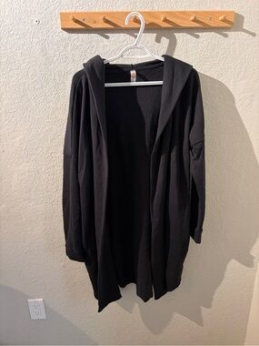 Hooded fleece cardigan